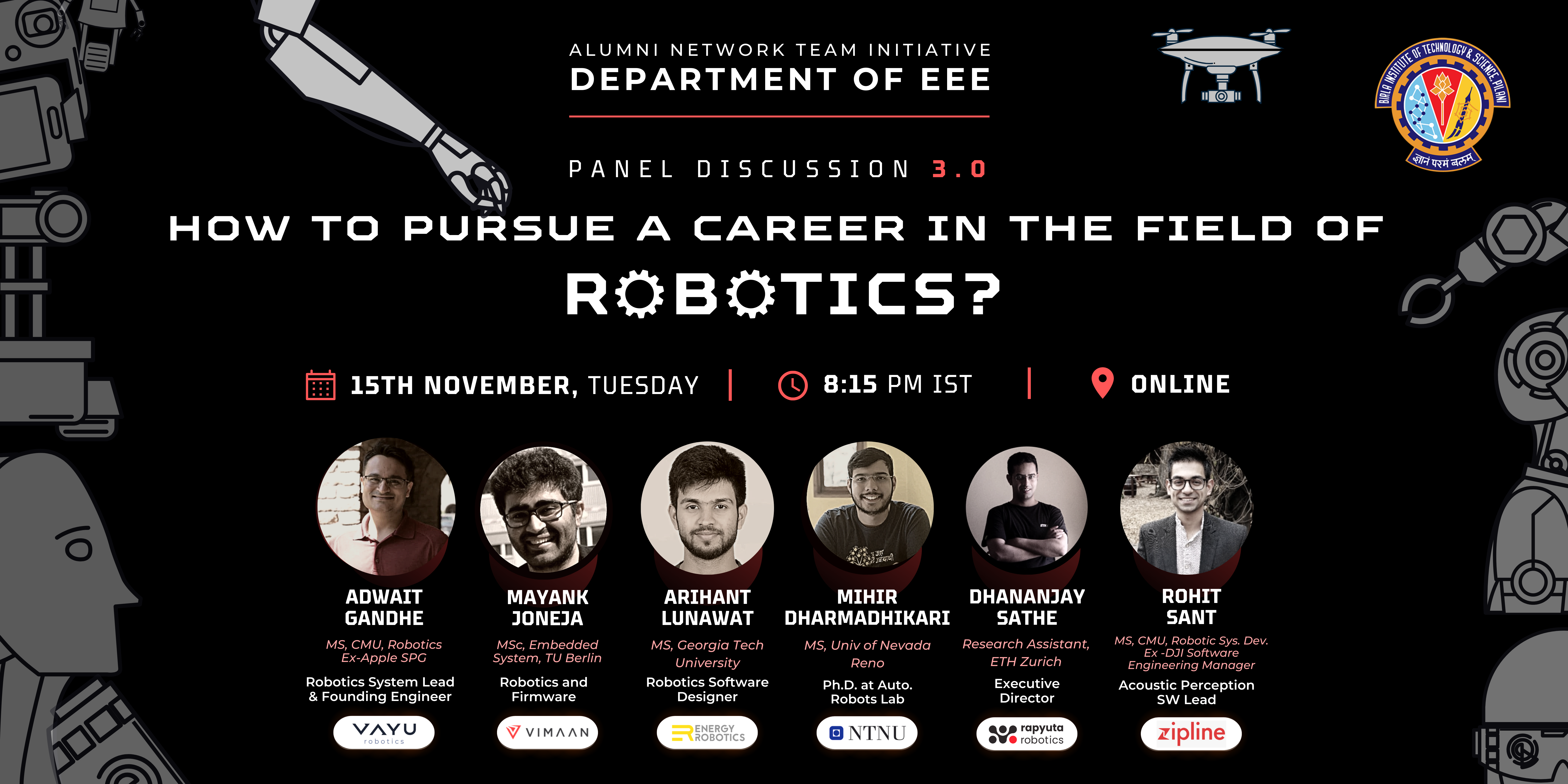 EEE alumni panel discussion on “How to pursue a career in the field of ROBOTICS?” on 15th November, 2022